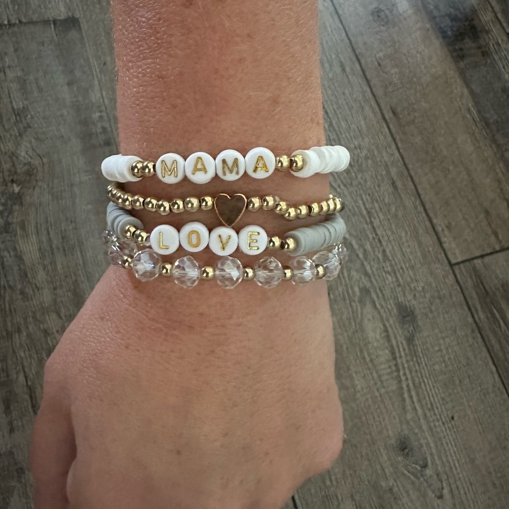 NEW Homemade Set of 4 Mama themed stackable clay bracelets